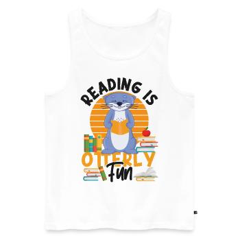 Otter Reading Teacher Literature - Men's Premium Organic Tank Top - white - Front - AI Model Male 178 light (178cm)