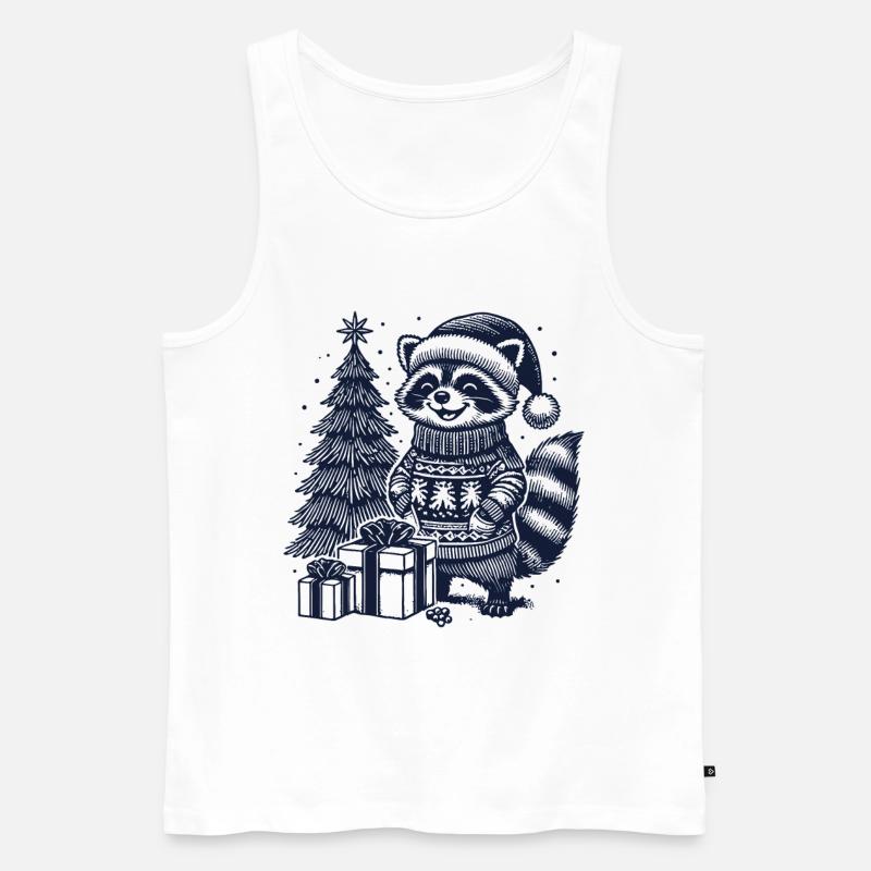 Fröhlicher Waschbär Weihnachten Pullover - Männer Premium Bio Tank Top - Weiß
