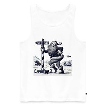 Drôle Père Noël Pole Dance Noël - Débardeur bio Premium Homme - blanc - Devant - Michal (187cm)