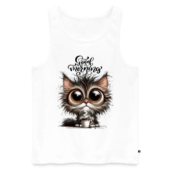 Katze Kaffee Koffein Kaffeebecher Morgenmuffel Süß - Männer Premium Bio Tank Top - Weiß - Vorne - AI Model Male 178 light (178cm)