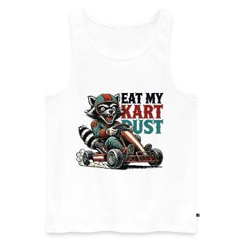 Drôle rétro raton laveur Go-Kart poussière nourriture dire - Débardeur bio Premium Homme - blanc - Devant - Michal (187cm)
