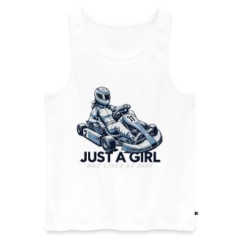 Juste une fille qui aime les courses de karting - Débardeur bio Premium Homme - blanc - Devant - AI Model Male 178 light (178cm)