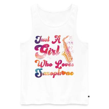 Saxophone Girl Just A Girl Who - Débardeur bio Premium Homme - blanc - Devant - Michal (187cm)