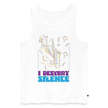 Saxophones I Destroy Silence - Men's Premium Organic Tank Top - white - Front - AI Model Male 178 light (178cm)