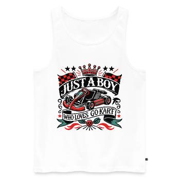 Un garçon qui aime le kart style rétro - Débardeur bio Premium Homme - blanc - Devant - Michal (187cm)
