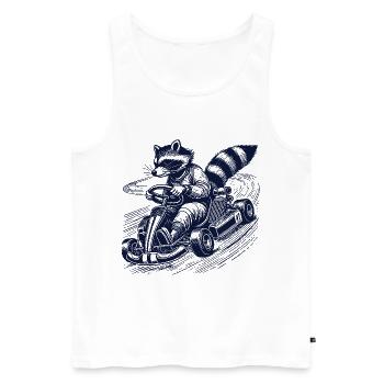Vintage Go-Kart Design Waschbär Rennfahrer - Männer Premium Bio Tank Top - Weiß - Vorne - Michal (187cm)