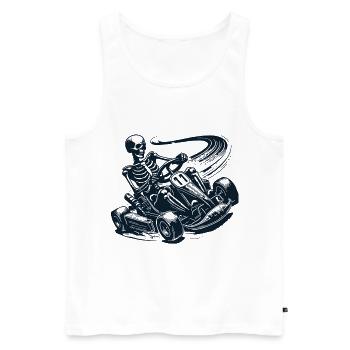 Le skeleton dans l’aventure d’une course de karting - Débardeur bio Premium Homme - blanc - Devant - AI Model Male 178 light (178cm)