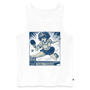 Anime Rétro Tennis de table Action Tennis de table - Débardeur bio Premium Homme - blanc - Devant - Michal (187cm)
