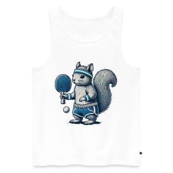Retro Tischtennis Eichhörnchen Spaß - Männer Premium Bio Tank Top - Weiß - Vorne - Michal (187cm)