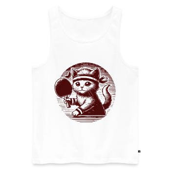 Cute cat playing table tennis in retro style - Men's Premium Organic Tank Top - white - Front - AI Model Male 178 light (178cm)