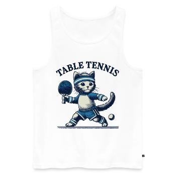 Niedliche Katze Tischtennis Retro Vintage Design - Männer Premium Bio Tank Top - Weiß - Vorne - Michal (187cm)