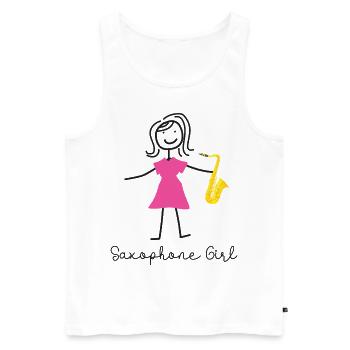 Saxophone Saxophone Girl - Men's Premium Organic Tank Top - white - Front - Michal (187cm)