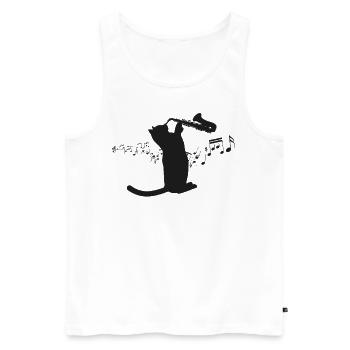 Saxophone Cat - Men's Premium Organic Tank Top - white - Front - Michal (187cm)