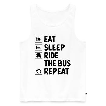 Manger Dormir Monter L’autobus Répétitif Chauffeur de bus scolaire - Débardeur bio Premium Homme - blanc - Devant - Michal (187cm)