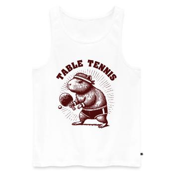 Capybara Joueur de Tennis de Table Vintage Look Rétro - Débardeur bio Premium Homme - blanc - Devant - Michal (187cm)