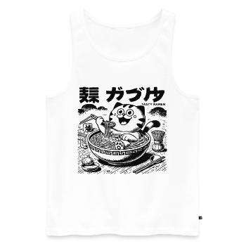 Chat Ramen Kawaii, Nouilles Japonaises - Débardeur bio Premium Homme - blanc - Devant - Michal (187cm)