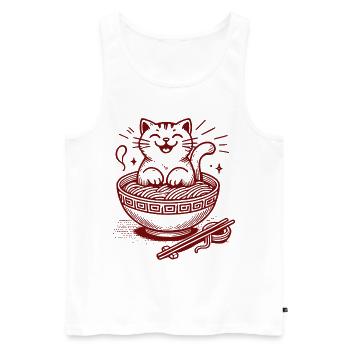 Chat Kawaii Dans Un Bol De Ramen Nouilles Japonaises - Débardeur bio Premium Homme - blanc - Devant - Michal (187cm)