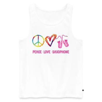 Saxophone Tie Dye Peace Love - Männer Premium Bio Tank Top - Weiß - Vorne - Michal (187cm)