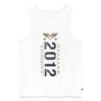 Edition Limitée 2012 Anniversaire Force et Honneur - Débardeur bio Premium Homme - blanc - Devant - Michal (187cm)