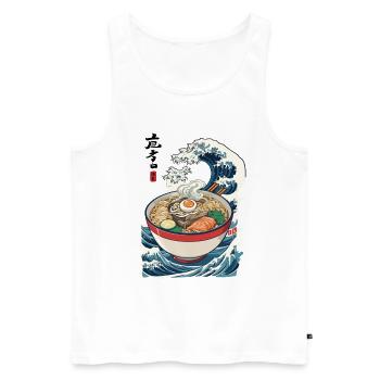 Ramen Ukiyo-E Waves Rétro Streetwear Japonais - Débardeur bio Premium Homme - blanc - Devant - Michal (187cm)