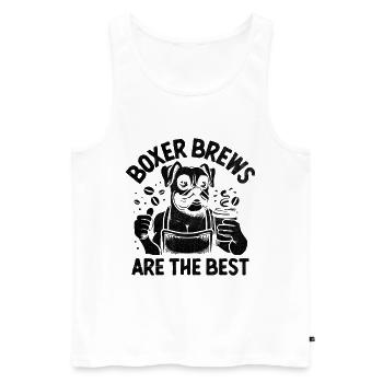 Boxer Brews Are The Best Caffeine Lover Dog Boxers - Men's Premium Organic Tank Top - white - Front - AI Model Male 178 light (178cm)