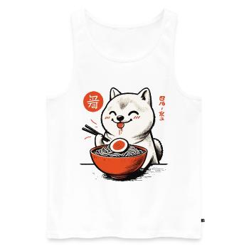 Ramen Noodles Love Shiba Dog Japan Retro Ukiyo-E - Men's Premium Organic Tank Top - white - Front - Michal (187cm)