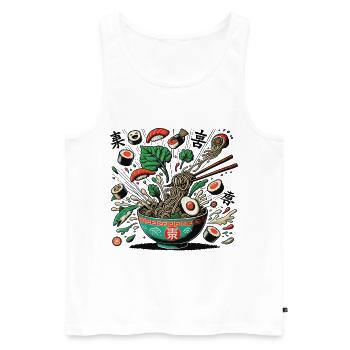Nouilles Ramen Japonais Streetwear Sushi Art - Débardeur bio Premium Homme - blanc - Devant - Michal (187cm)