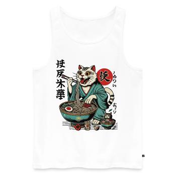 Japanese Retro Ukiyo-E Ramen Noodles Streetwear - Men's Premium Organic Tank Top - white - Front - Michal (187cm)