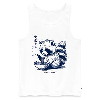 Japon Anime Streetwear Raton laveur Ramen Rétro Kawaii - Débardeur bio Premium Homme - blanc - Devant - Michal (187cm)