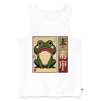 Drôle Ukiyo-E motif mème streetwear japonais - Débardeur bio Premium Homme - blanc - Devant - Michal (187cm)