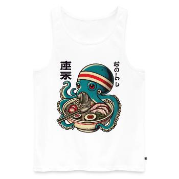 Japanese Anime Ramen Noodles Retro Octopus - Men's Premium Organic Tank Top - white - Front - Michal (187cm)