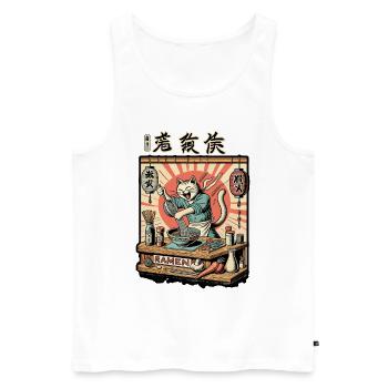 Drôle Ramen Chef Chat Kawaii Rétro Japon - Débardeur bio Premium Homme - blanc - Devant - Michal (187cm)