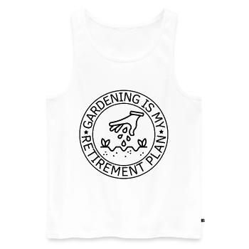 Régime de retraite Jardinage Retraités Jardiniers - Débardeur bio Premium Homme - blanc - Devant - Michal (187cm)