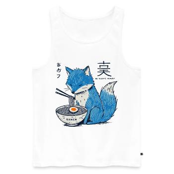 Kitsune Ramen Fox Kawaii Japan Streetwear - Men's Premium Organic Tank Top - white - Front - Michal (187cm)
