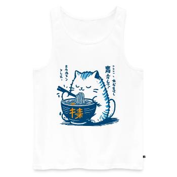 Kawaii Chats Ramen Nouilles Japon Rétro Ukiyo-E - Débardeur bio Premium Homme - blanc - Devant - Michal (187cm)