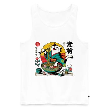 Japanese Retro Ukiyo-E Ramen Noodles Streetwear - Men's Premium Organic Tank Top - white - Front - Michal (187cm)