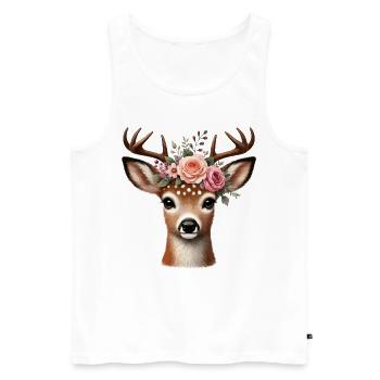 Deer, Reindeer, Carnival, Flowers - Men's Premium Organic Tank Top - white - Front - Michal (187cm)