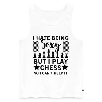 Funny Chess Player Design Chess - Men's Premium Organic Tank Top - white - Front - AI Model Male 178 light (178cm)