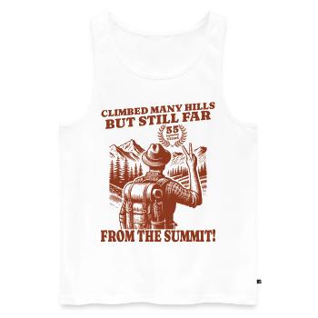 Funny Wanderer Birthday 55 Years - Men's Premium Organic Tank Top - white - Front - Michal (187cm)