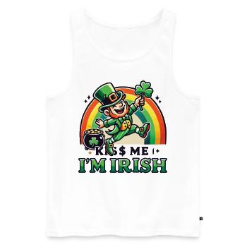 Saint-Patrick Embrasse-moi Je suis Irlandais - Débardeur bio Premium Homme - blanc - Devant - AI Model Male 178 light (178cm)