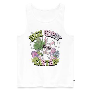 Funny Easter Bunny with Weed – High Hoppy Easter - Men's Premium Organic Tank Top - white - Front - Michal (187cm)