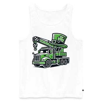 Camion-grue avec trèfle porte-bonheur Saint-Patrick - Débardeur bio Premium Homme - blanc - Devant - Michal (187cm)