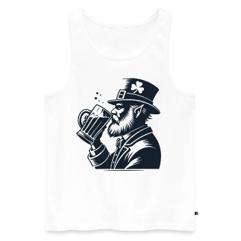 St. Patrick's Day Irischer Zwerg Mit Bier - Männer Premium Bio Tank Top - Weiß - Vorne - Michal (187cm)