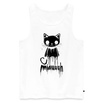 Creepy Black Cat – "Meowuh" Ghost - Men's Premium Organic Tank Top - white - Front - Michal (187cm)
