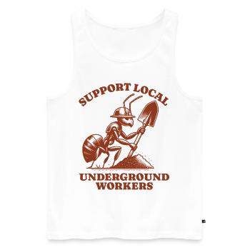 Support Local Underground Workers Lustiges Ant - Men's Premium Organic Tank Top - white - Front - Michal (187cm)