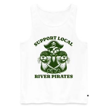 Soutenez Local River Pirates Drôle Loutre castor - Débardeur bio Premium Homme - blanc - Devant - Michal (187cm)
