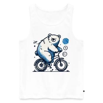 Illustration d’ours de vélo pour les amateurs de vélo - Débardeur bio Premium Homme - blanc - Devant - AI Model Male 178 light (178cm)