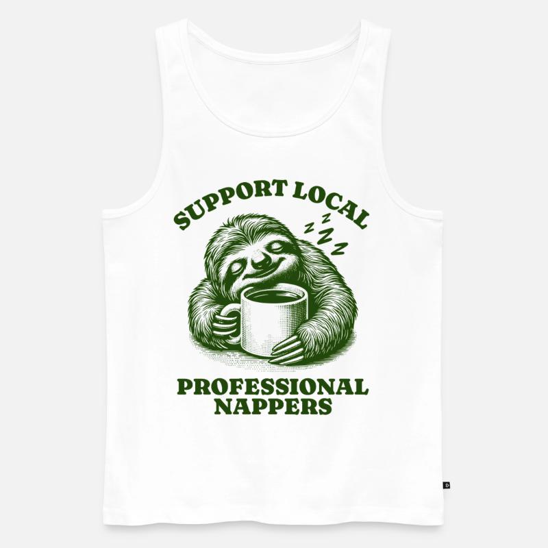 Support Local Professional Nappers Lustiges Sloth - Männer Premium Bio Tank Top - Weiß