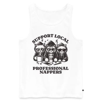 Support Local Professional Nappers Funny Cat - Men's Premium Organic Tank Top - white - Front - Michal (187cm)