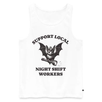 Support Local Night Shift Workers Lustiges Bat - Männer Premium Bio Tank Top - Weiß - Vorne - Michal (187cm)